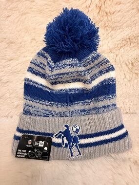 NWT ndianapolis‎ Colts 2021 NFL Historic on Field Knit Hat with 1x Removable Pom